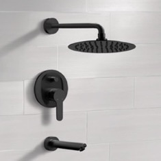 Matte Black Tub and Shower Faucet Set